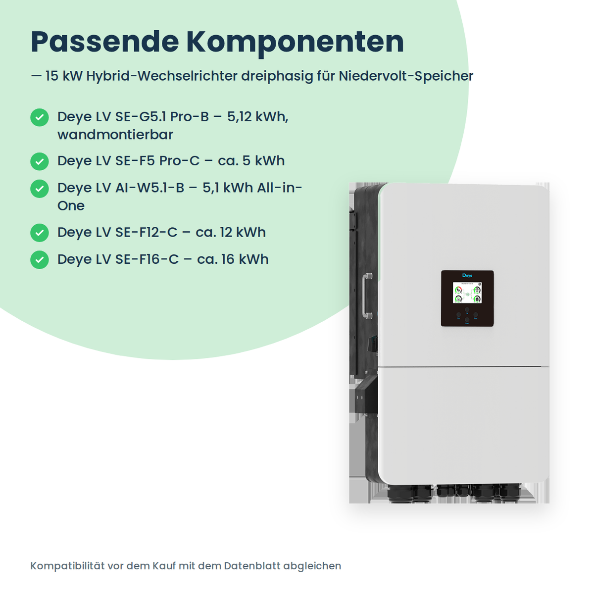 Deye SUN-15K-SG05LP3-EU – 15 kW hybride omvormer driefasig voor laagvolt-thuisbatterij