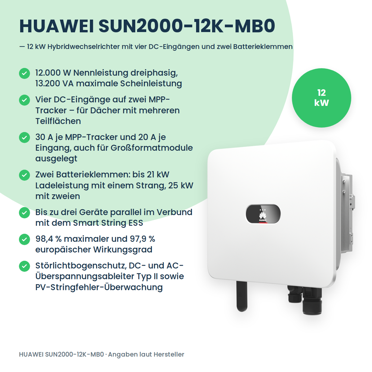 HUAWEI SUN2000-12K-MB0 onduleur hybride 12 kW