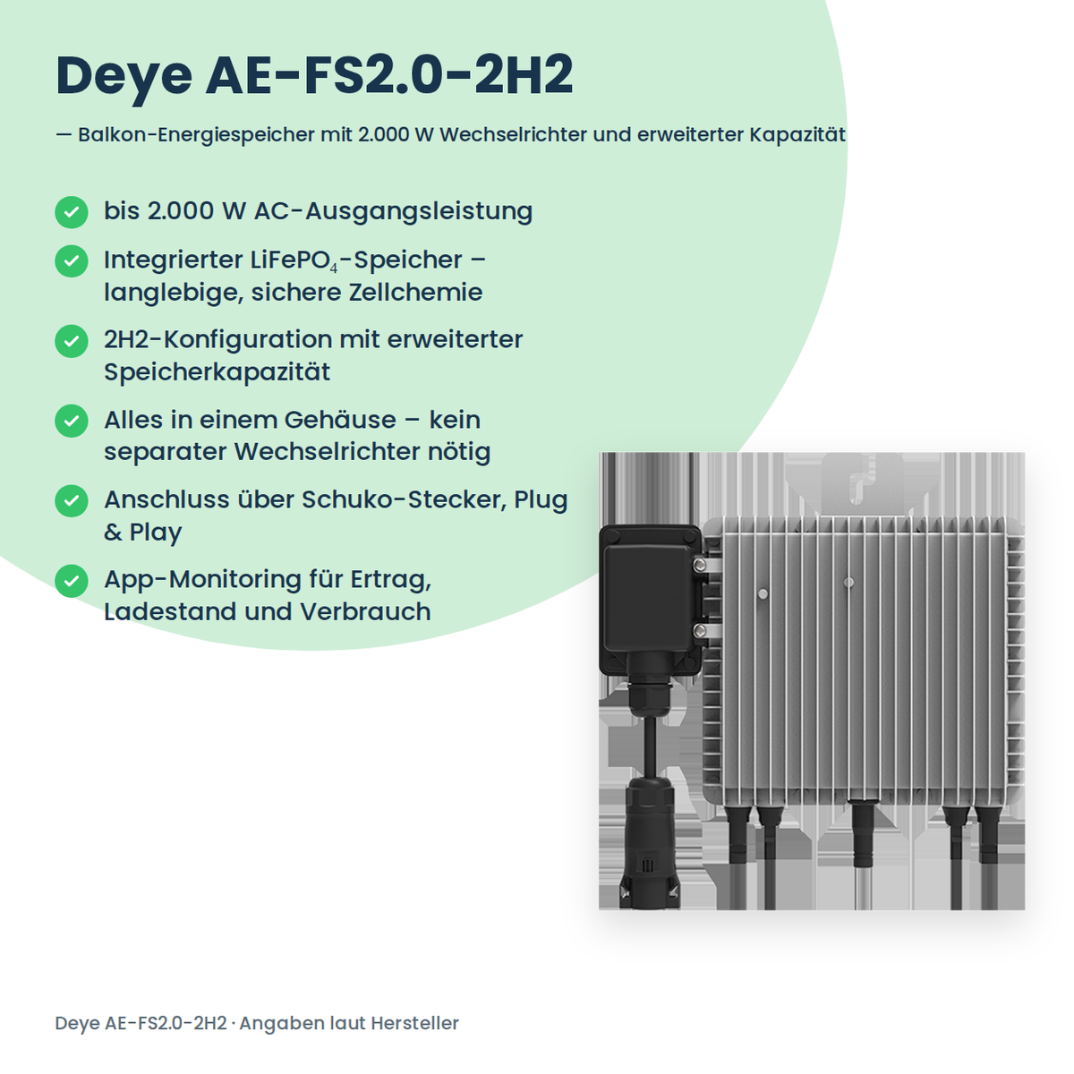 Deye AE-FS2.0-2H2 – balkonbatterij met 2.000 W omvormer en uitgebreide capaciteit