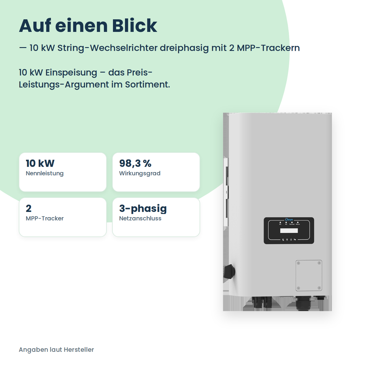 Deye SUN-10K-G06 – 10 kW stringomvormer driefasig met 2 MPP-trackers