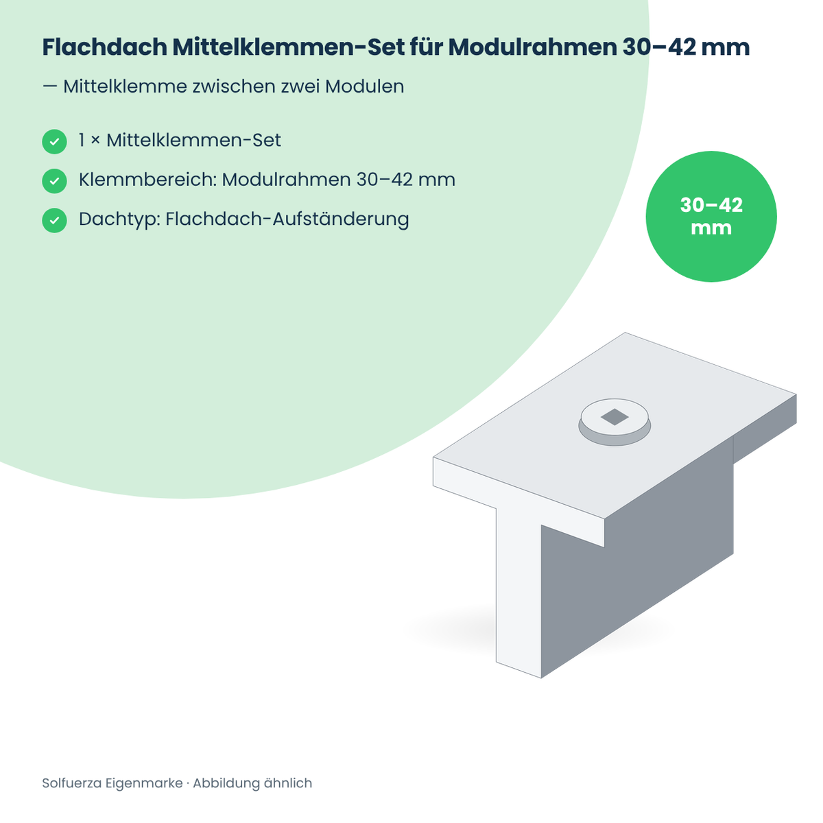 Solfuerza Flachdach Mittelklemmen-Set für Modulrahmen 30–42 mm