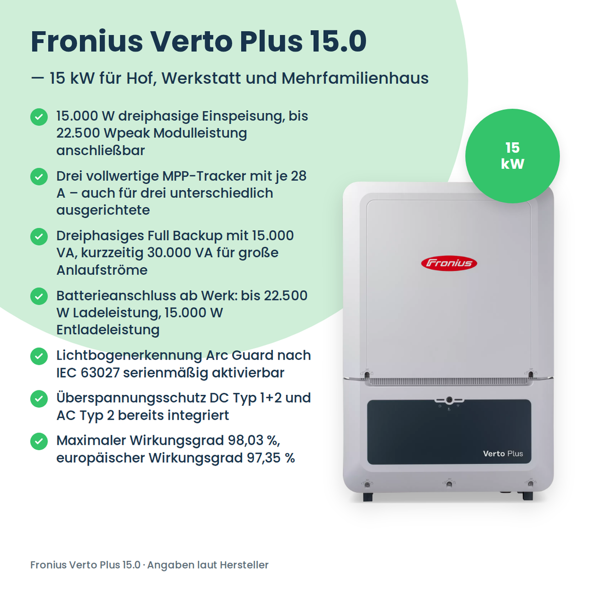 Fronius Verto Plus 15.0 onduleur hybride 15 kW