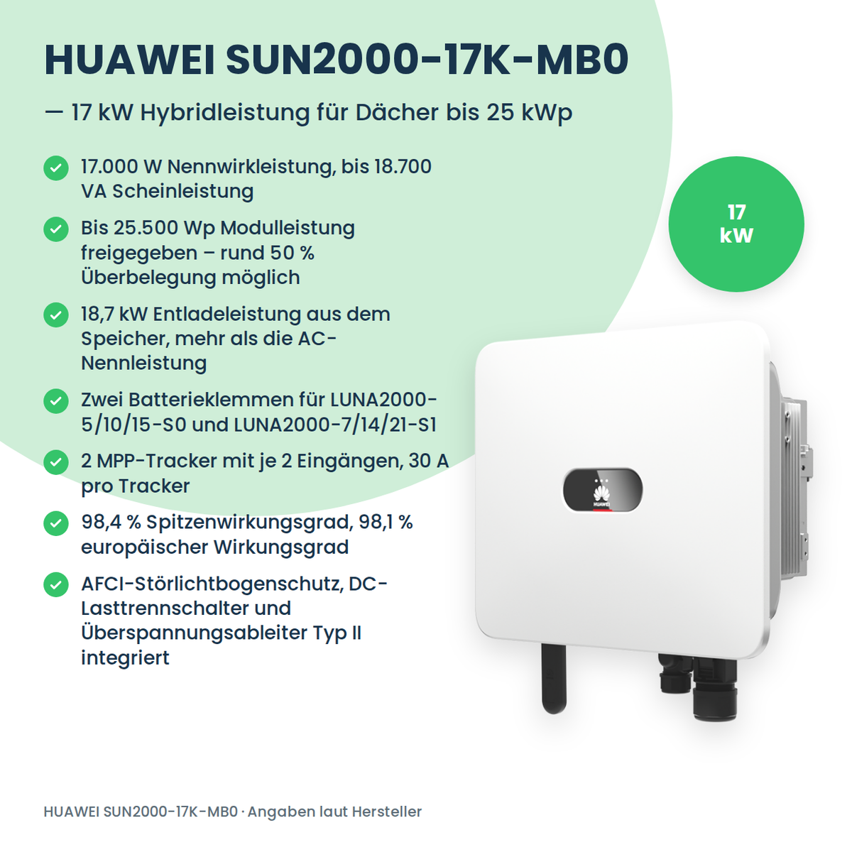 HUAWEI SUN2000-17K-MB0 onduleur hybride 17 kW