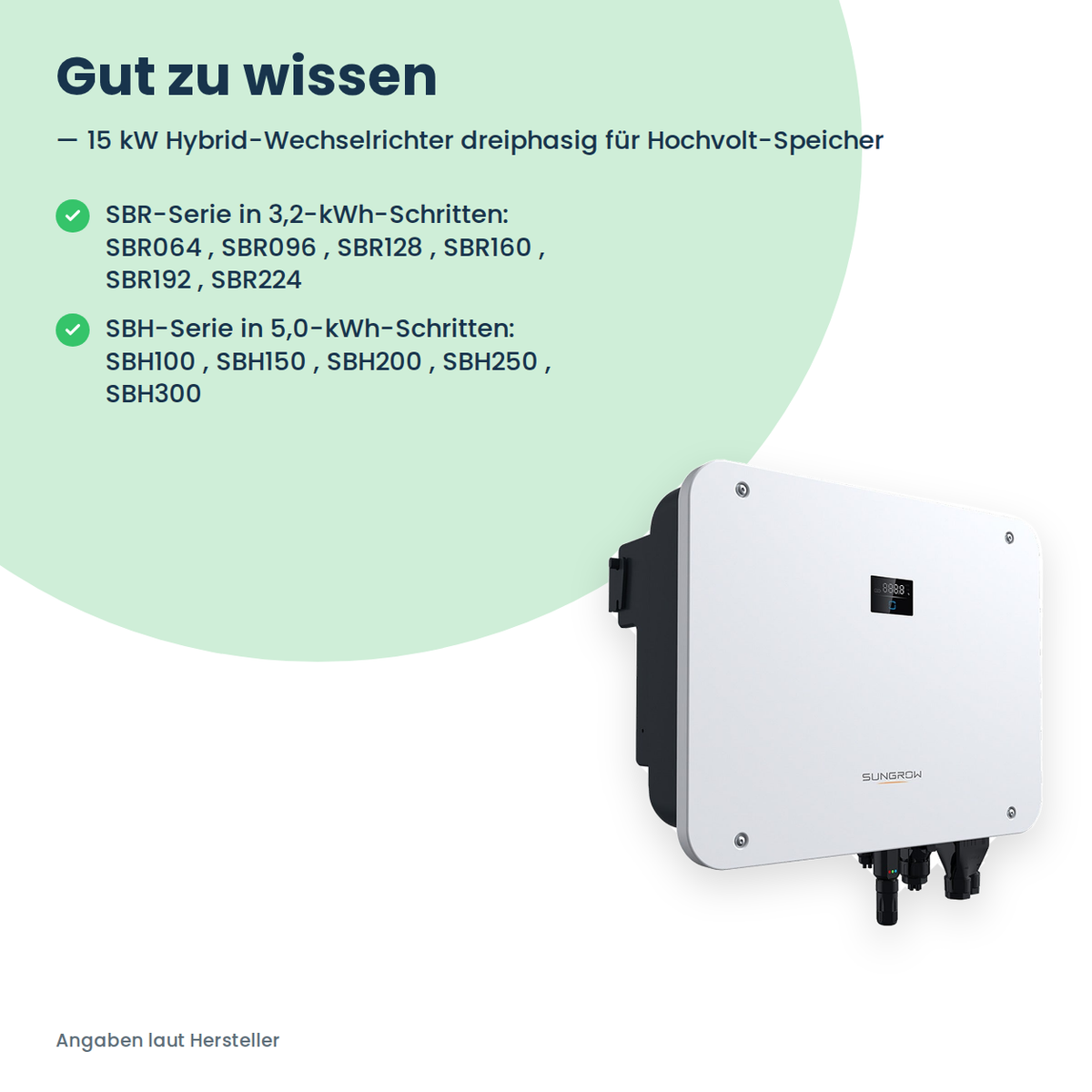 Sungrow SH15T – Onduleur hybride triphasé 15 kW pour batteries haute tension