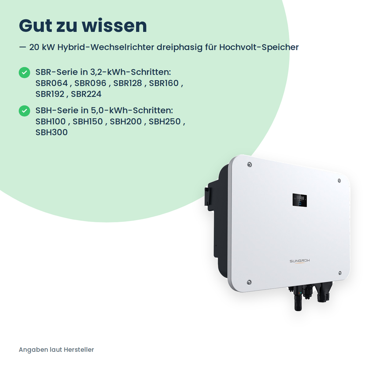 Sungrow SH20T – Onduleur hybride 20 kW triphasé pour batterie haute tension