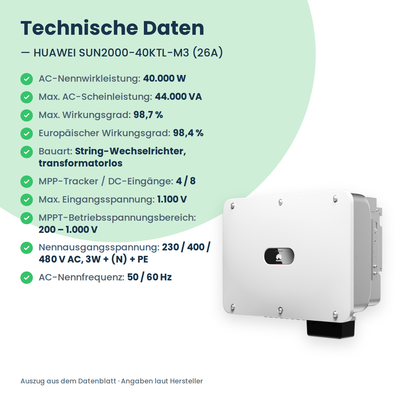 HUAWEI SUN2000-40KTL-M3 (26A) stringomvormer 40 kW