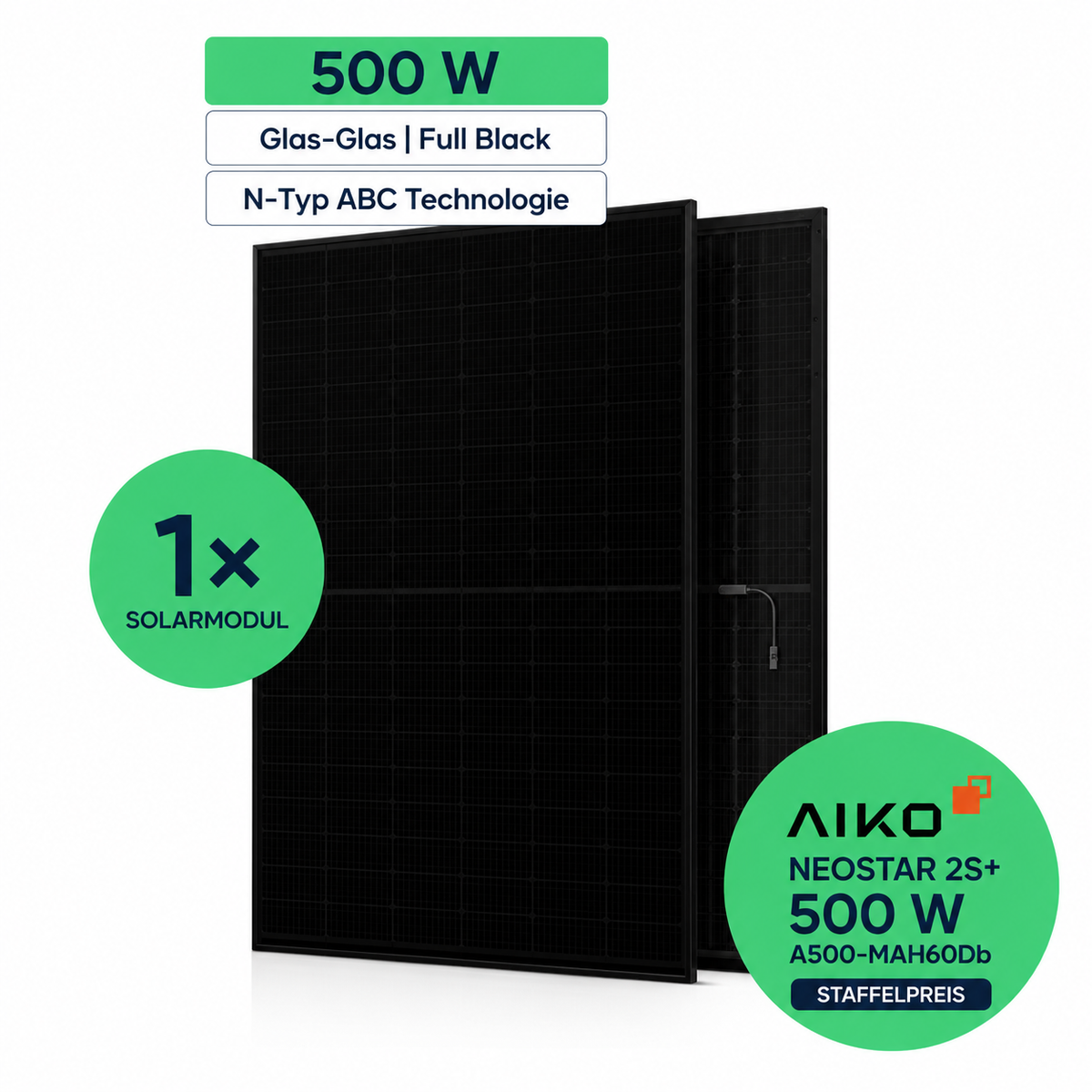 AIKO Solar 500W glas-glas full black zonnepaneel A500-MAH60Db NEOSTAR 2S+ (staffelprijs)