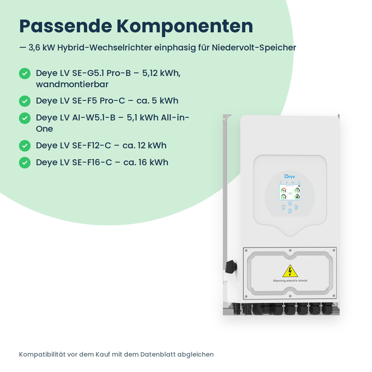 Deye SUN-3.6K-SG05LP1-EU-PLUS – 3,6 kW hybride omvormer eenfasig voor laagvolt-thuisbatterij
