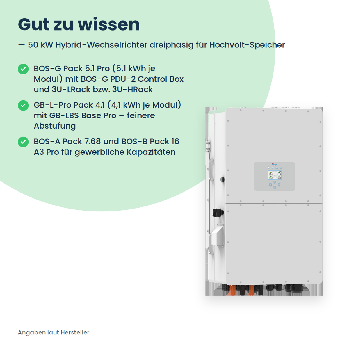 Deye SUN-50K-SG01HP3-EU – 50 kW driefasige hybride omvormer voor hoogspanningsbatterijen