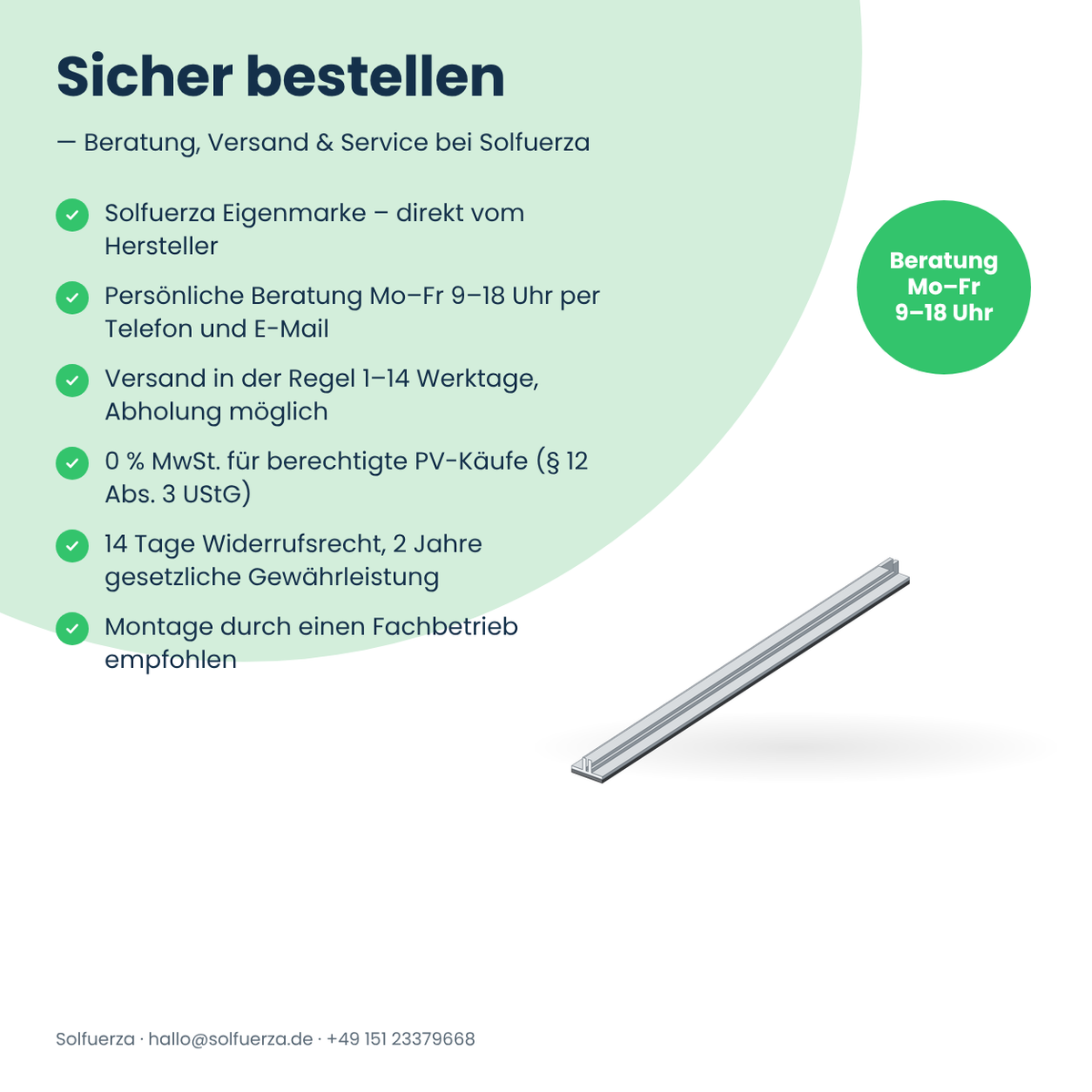 Solfuerza Flachdach Grundschiene 6,00 m mit 6 mm Trennlage