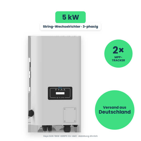Deye SUN-5KW-G06P3-EU-AM2 – Onduleur string triphasé 5 kW avec 2 trackers MPP