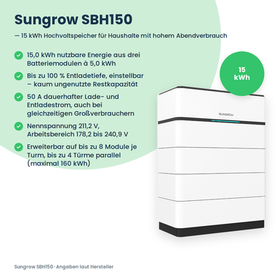 Sungrow SBH150 batterie haute tension 15,0 kWh
